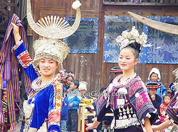 Miao girls conducting activities